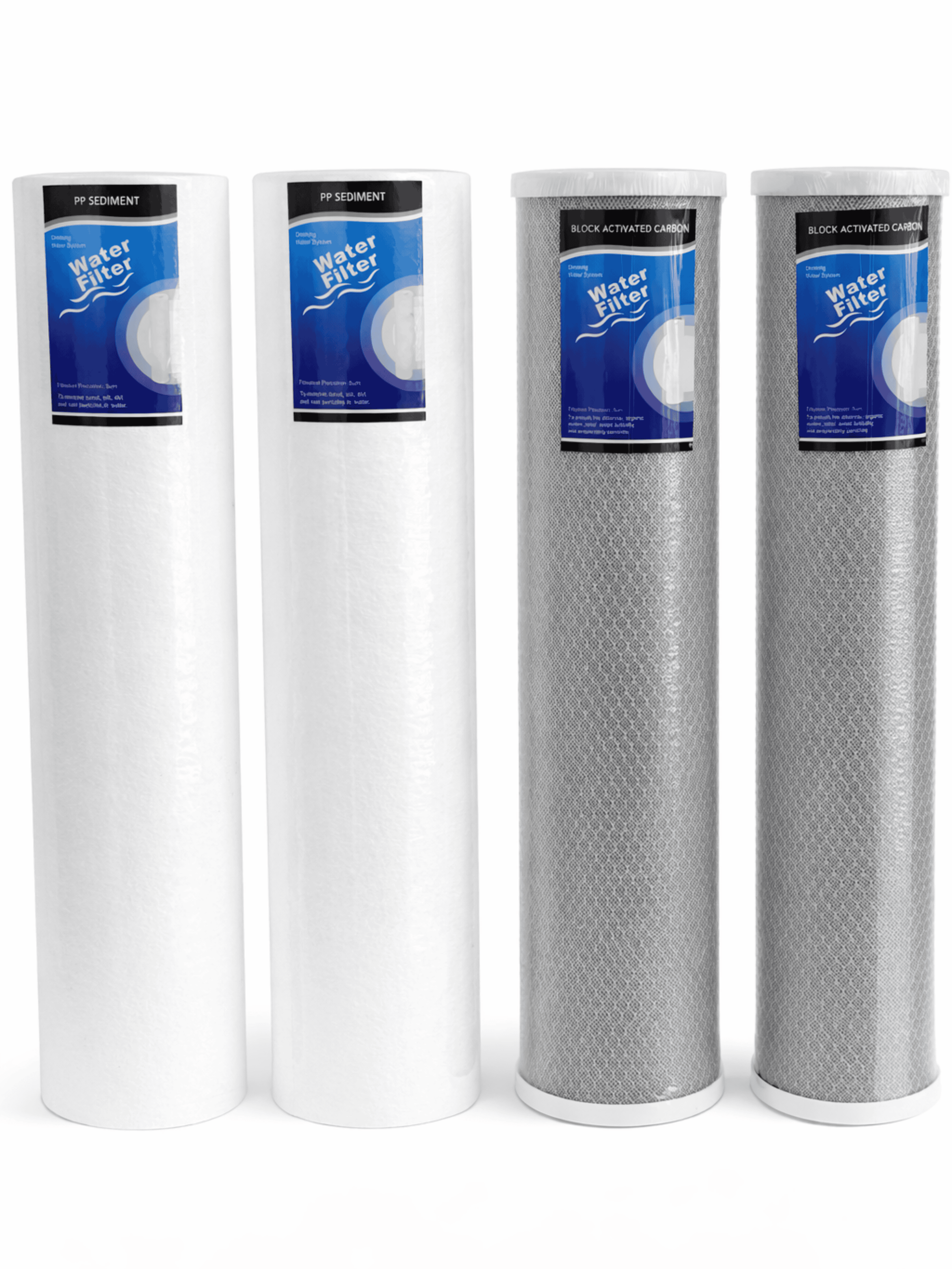 4.5" x 20" Sediment and Carbon Block Replacement Filters (4 Pack)